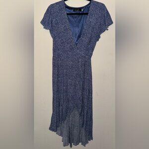 Zesica Blue Floral High Low Wrap dress